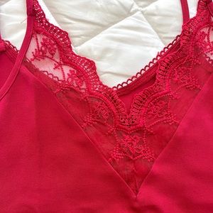 Red, Lace Tank Top